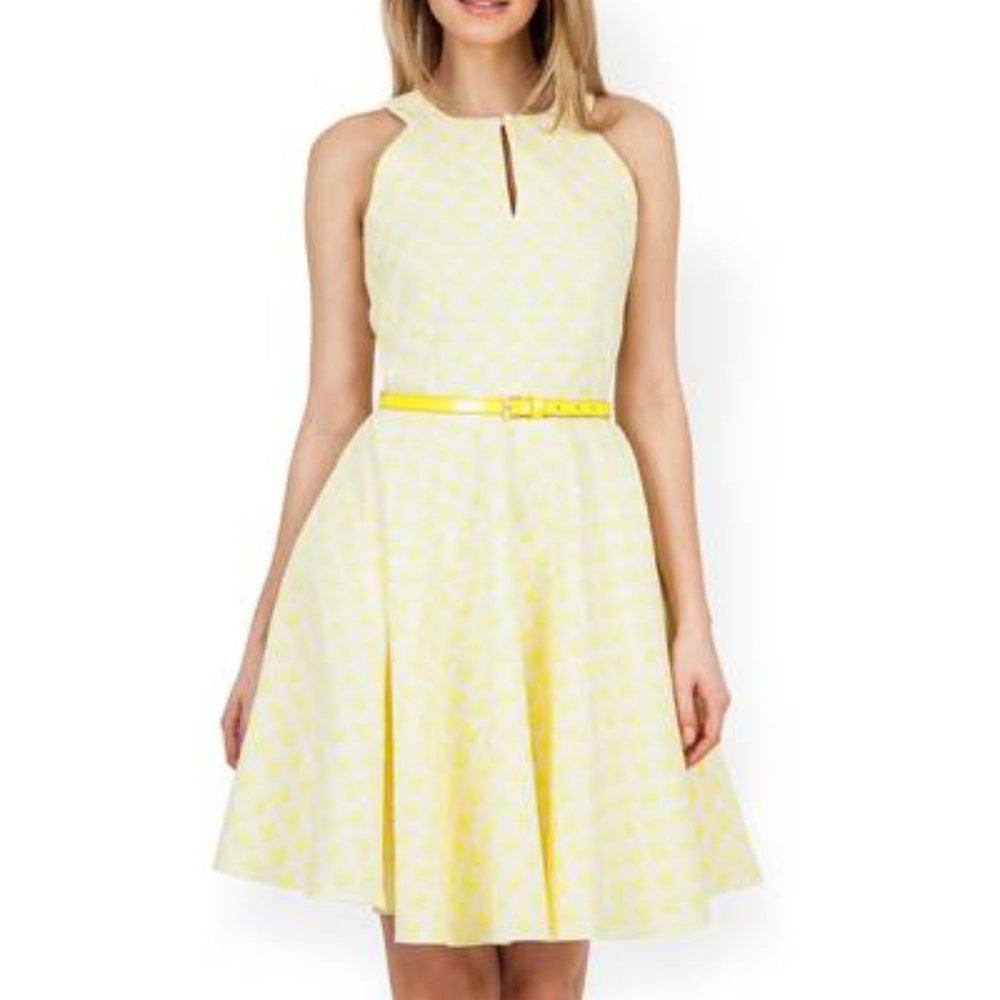Closet Yellow Dandelion Split Neck Dress